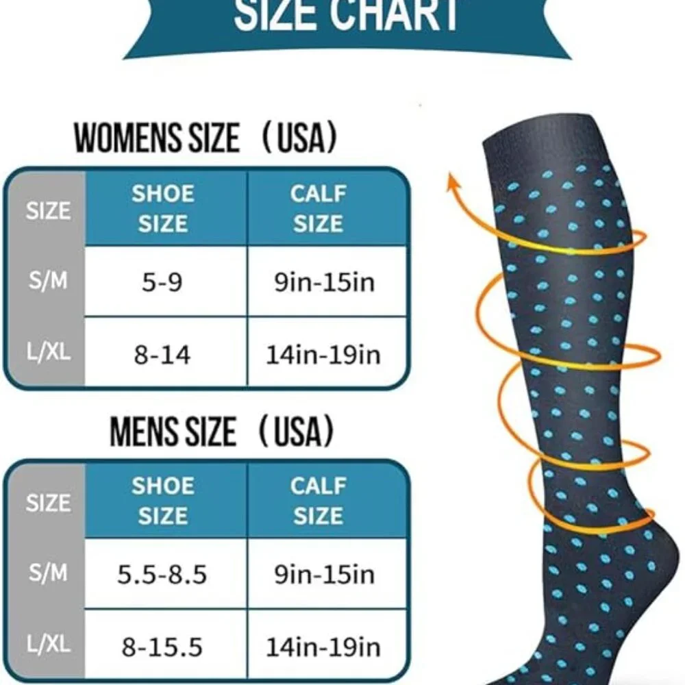 6 Pairs Compression Socks for Men and Women Compression Stocking( Large/XLarge) - Picture 2 of 3